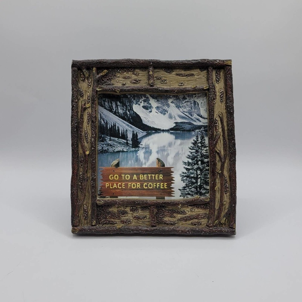Rustic Faux Wood Log Cabin Picture Frame Cottage Decor
